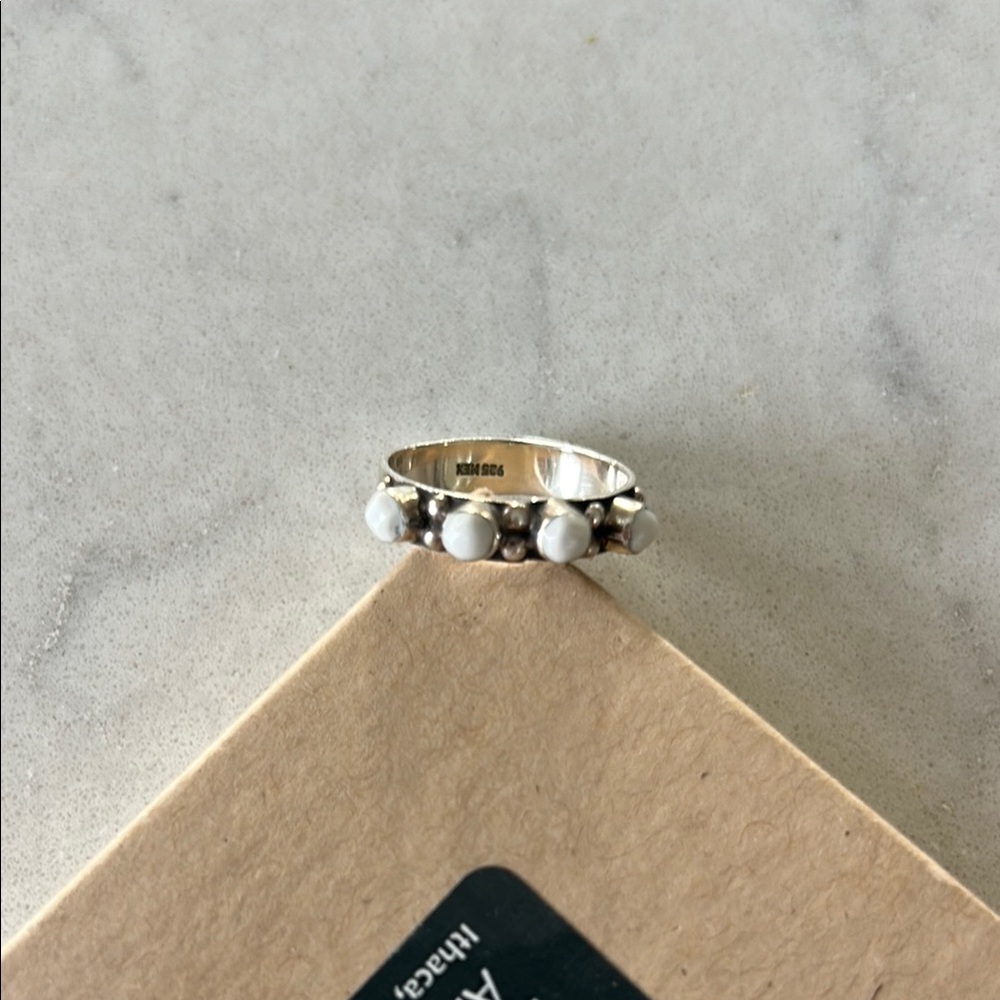 Boho Sol - Sterling Silver and Howlite 4 stone band - Size 11